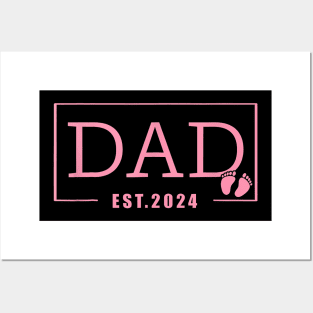 Men Dad Established Est 2024 Girl Newborn Daddy Father Posters and Art